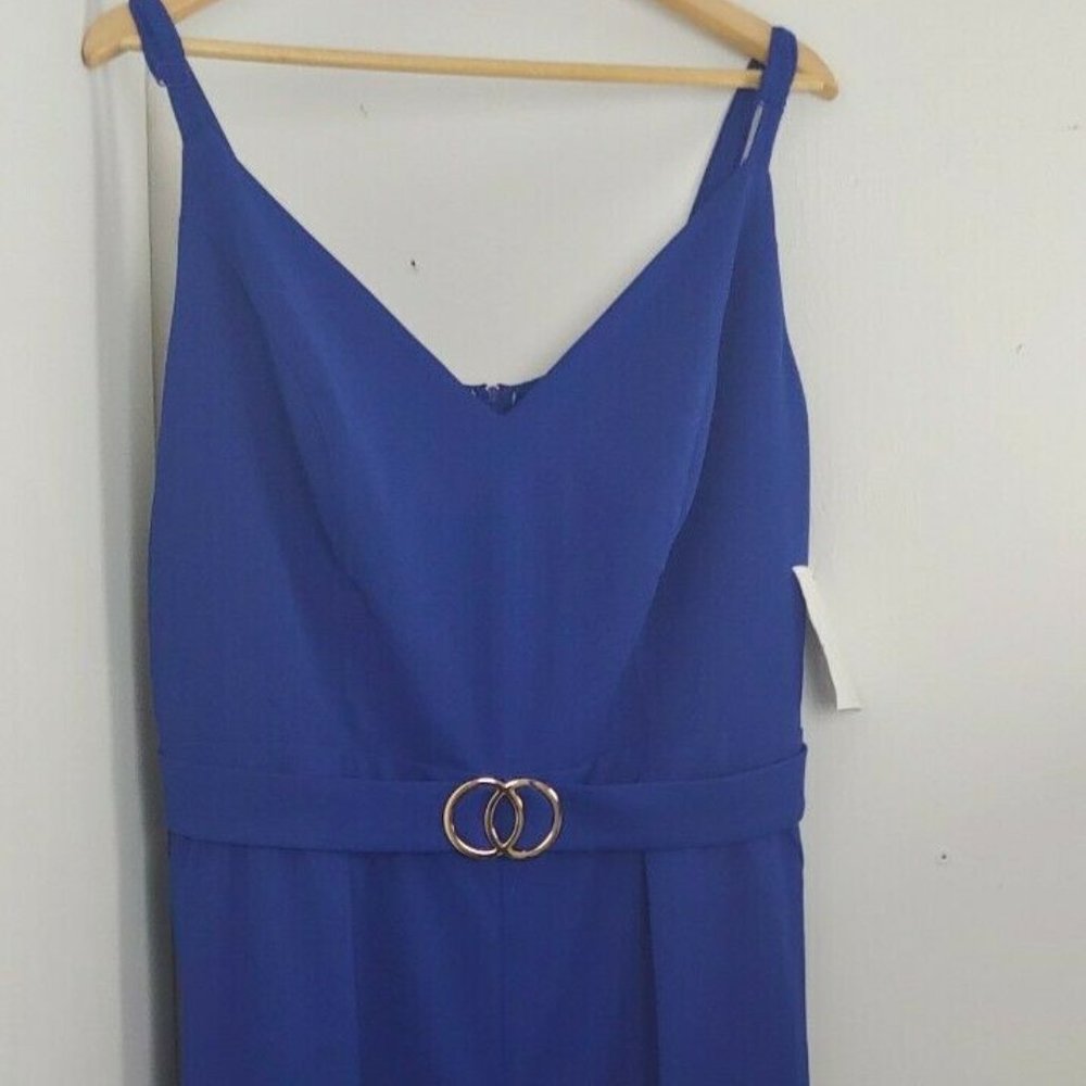 Emerald Sundae belted jumpsuit in blue wide leg - Picture 6 of 10